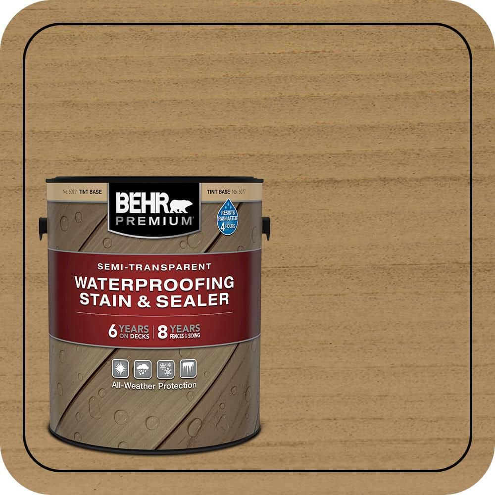 BEHR PREMIUM 1 gal. #ST-257 White Pine Semi-Transparent Waterproofing Exterior Wood Stain and Sealer (1)