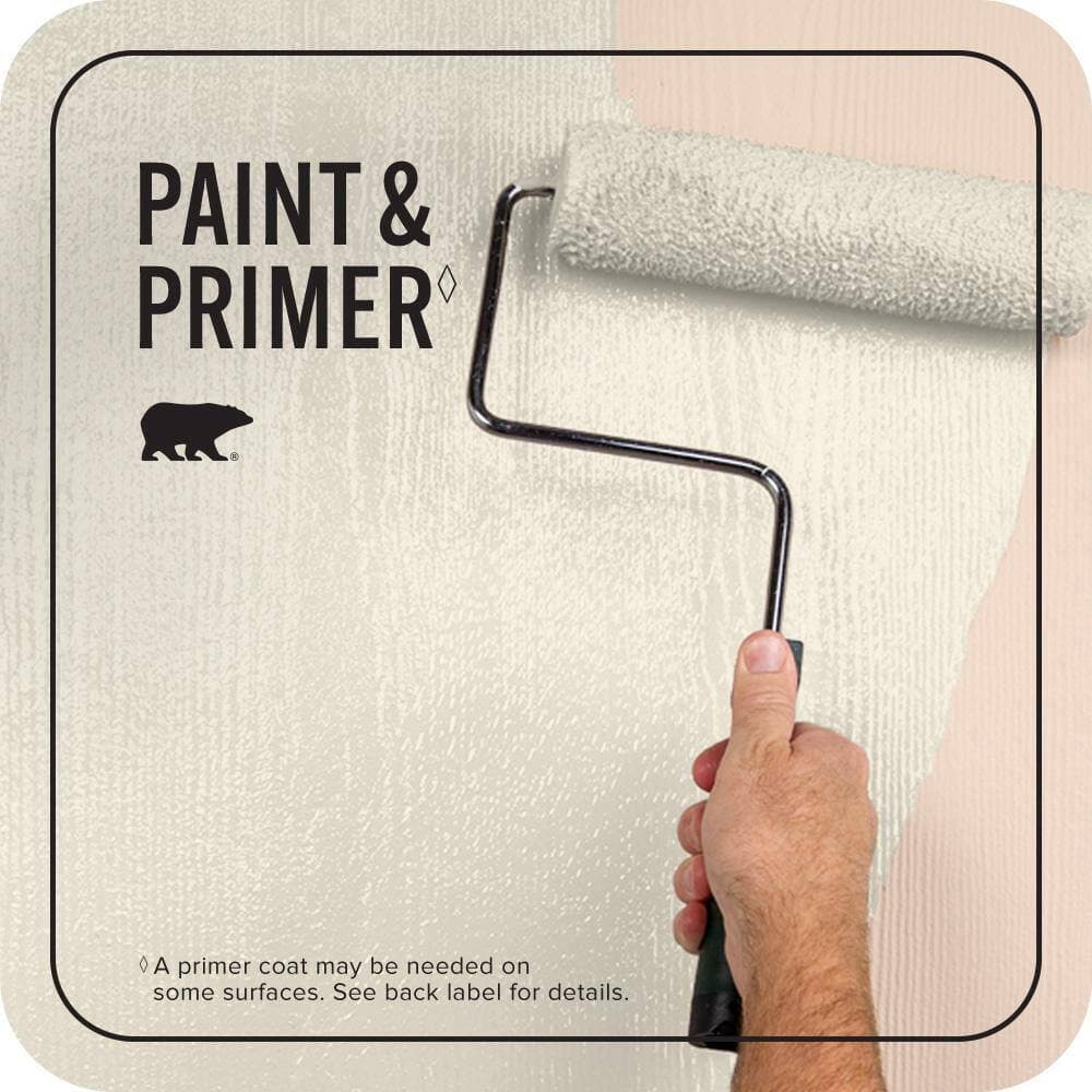 BEHR PREMIUM PLUS 5 gal. #W-D-300 Eggshell Cream Satin Enamel Exterior Paint & Primer (3)