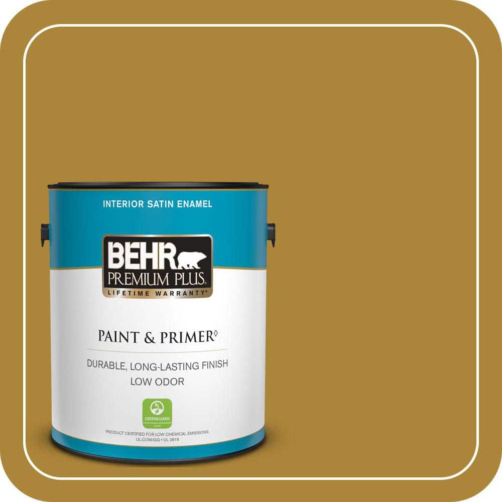 BEHR PREMIUM PLUS 1 gal. #S-H-370 Garden Sprout Satin Enamel Low Odor Interior Paint & Primer