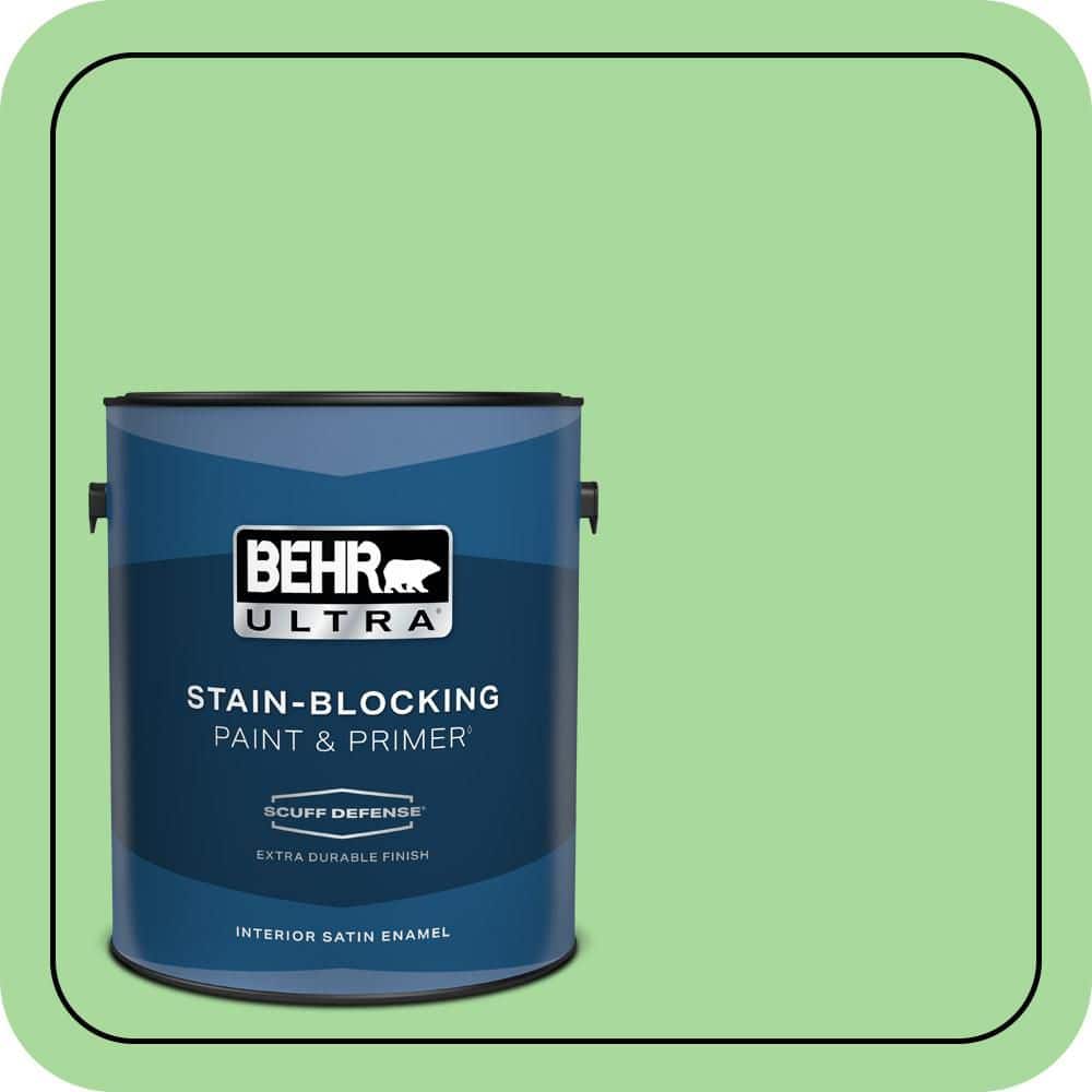 BEHR ULTRA 1 gal. #440B-4 Cool Aloe Extra Durable Satin Enamel Interior Paint & Primer