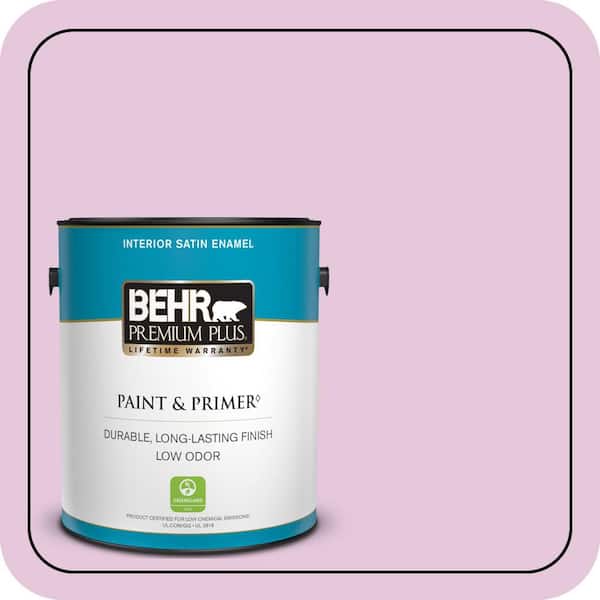 BEHR PREMIUM PLUS 5 gal. #M120-2 Kiss Good Night Semi-Gloss Enamel Low Odor Interior Paint & Primer (4)