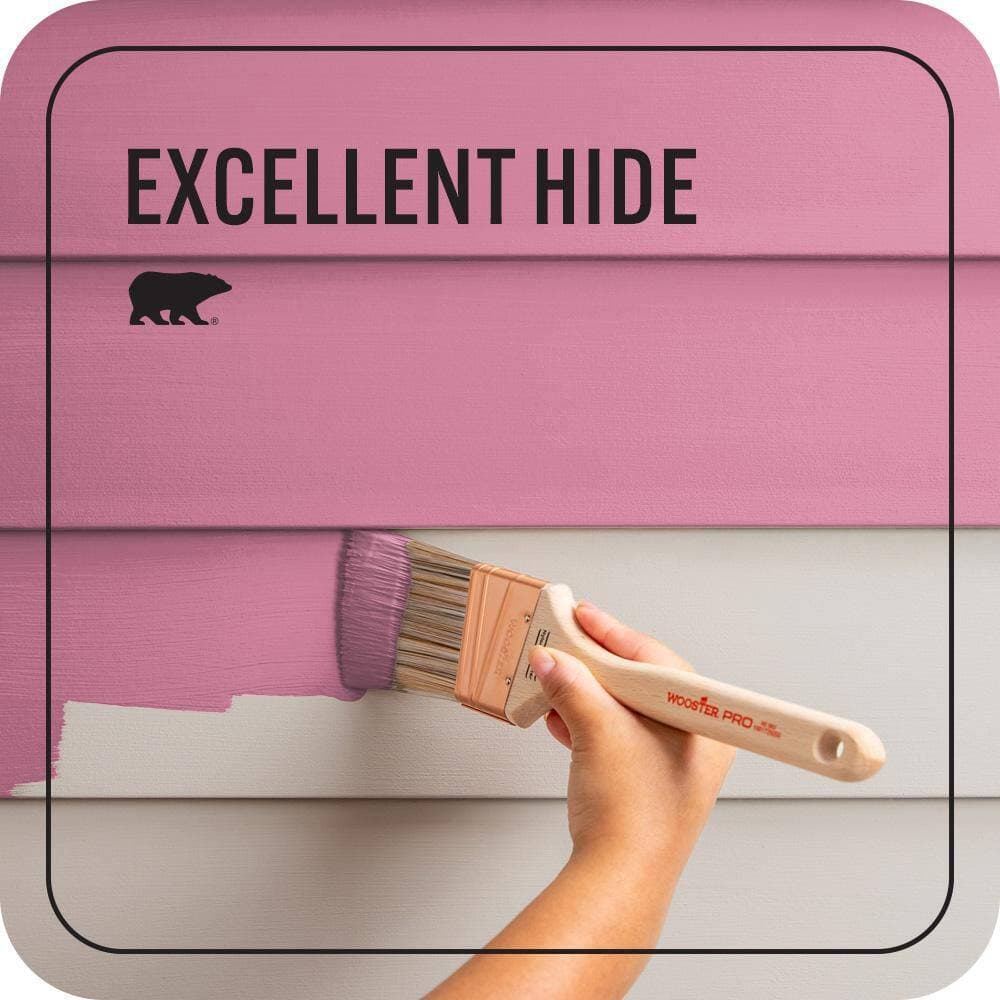 BEHR PREMIUM PLUS 5 gal. #P130-5 Little Bow Pink Satin Enamel Exterior Paint & Primer (4)