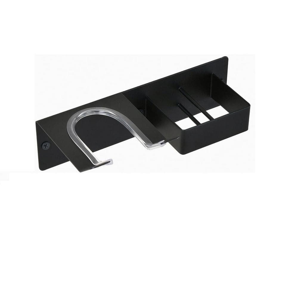 Wudkey 8.14 in. W Wall Mounted Hair Tool Organizer in Black, Adhesive or Drilling Stainless Steel Blow Dryer Holder (3)
