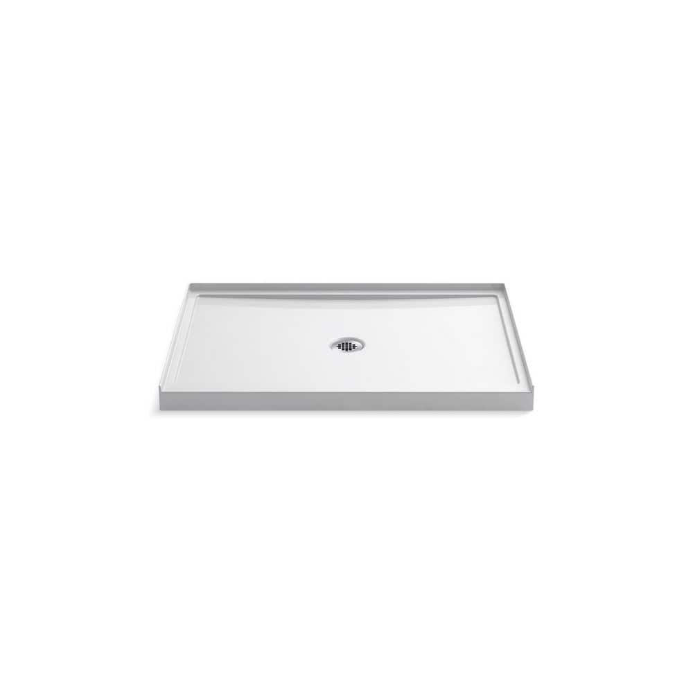 KOHLER Rely 48 in. L x 34 in. W Alcove Shower Pan Base with Center Drain in White