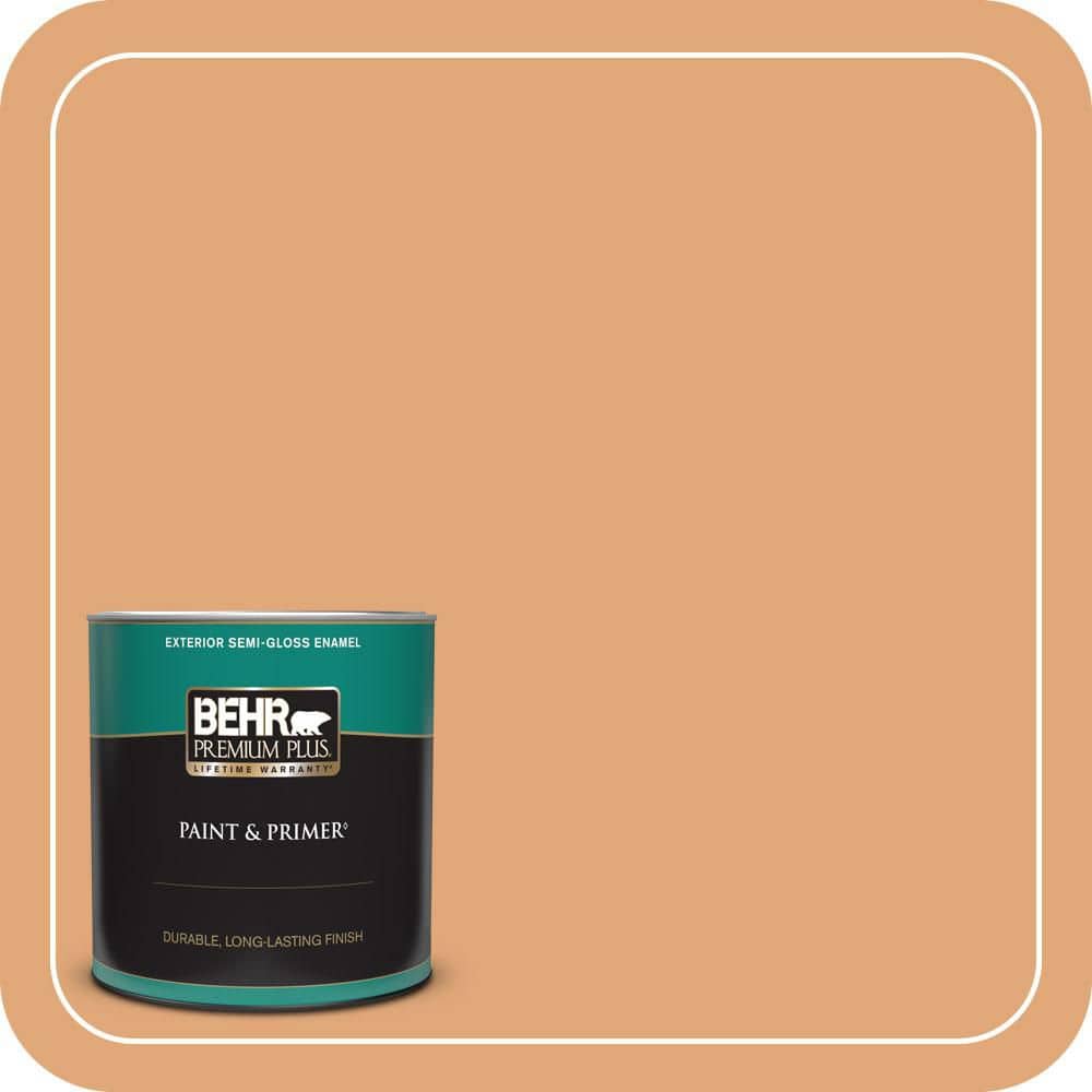 BEHR PREMIUM PLUS 1 qt. #MQ4-36 Thai Ice Tea Semi-Gloss Enamel Exterior Paint & Primer