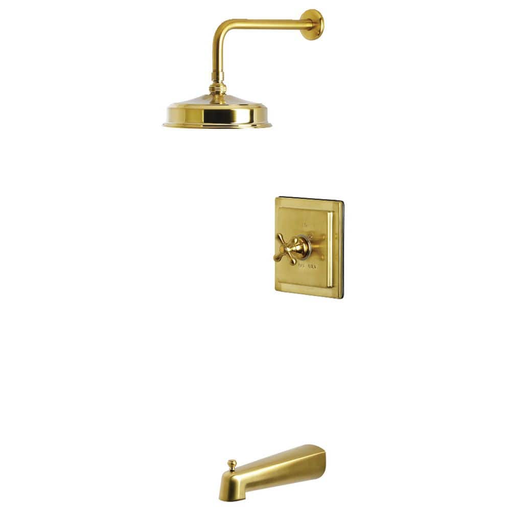Kingston Brass Revival 1-Handle 1-Spray Tub and Shower Faucet 1.8 GPM in Brushed Brass (1)