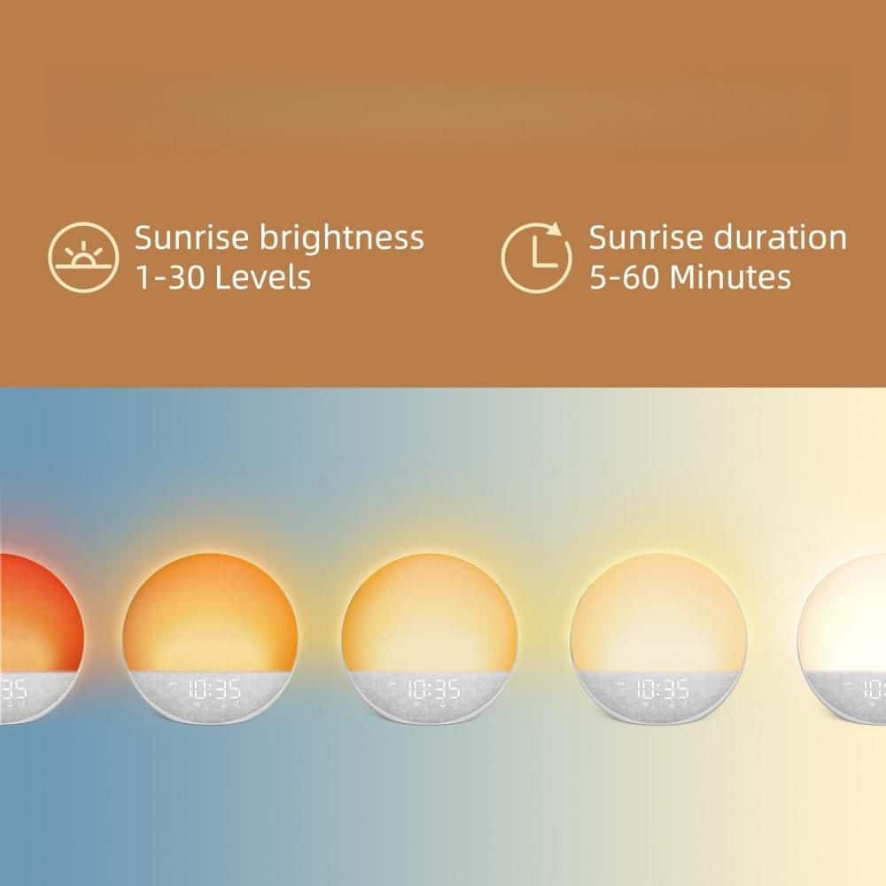 BIBIVIS Sunrise Alarm Clock with Bluetooth Speaker for Bedroom, Natural Wake Up, Dimmable Clock, Noise Machine (2)