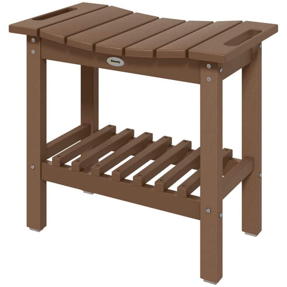 Wudkey 20.5 in. W HDPE Shower Chair in Brown, Two-Tier Storage Space, 265 lb. Weight Capacity, Non-Slip Foot Pads (1)