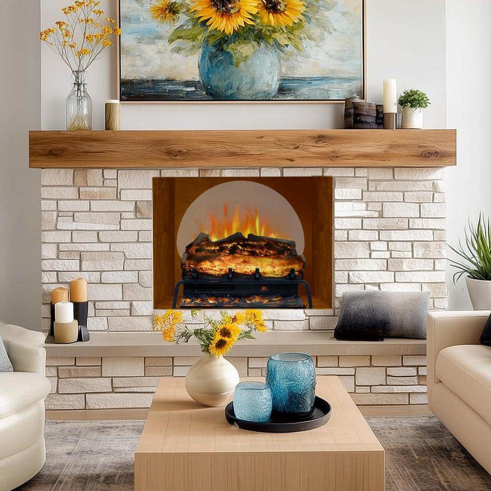 Unbranded 24.5 in. Freestanding Electric Fireplace Log Set Heater with APP Control, Multicolor Flame, 5 Brightness & Speeds, Timer (2)
