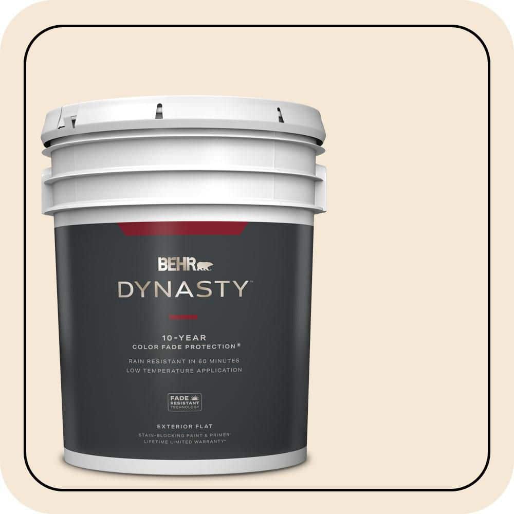 BEHR DYNASTY 5 gal. #W-B-220 Vanilla Delight Flat Exterior Stain-Blocking Paint & Primer