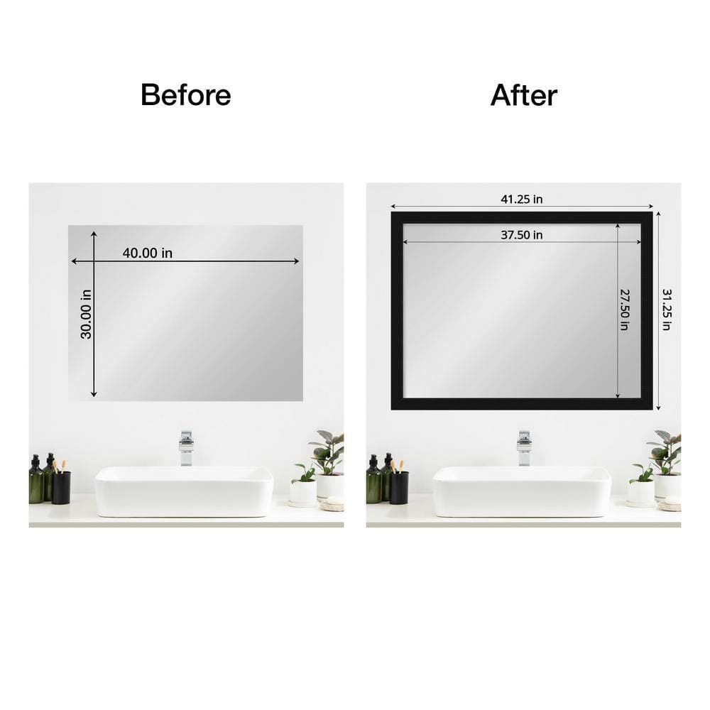 Amanti Art Mirror Makeover Avon Black 41.25 in. W x 31.25 in. H Bathroom Mirror Frame Border Kit-Fits a 40x30 mirror (2)