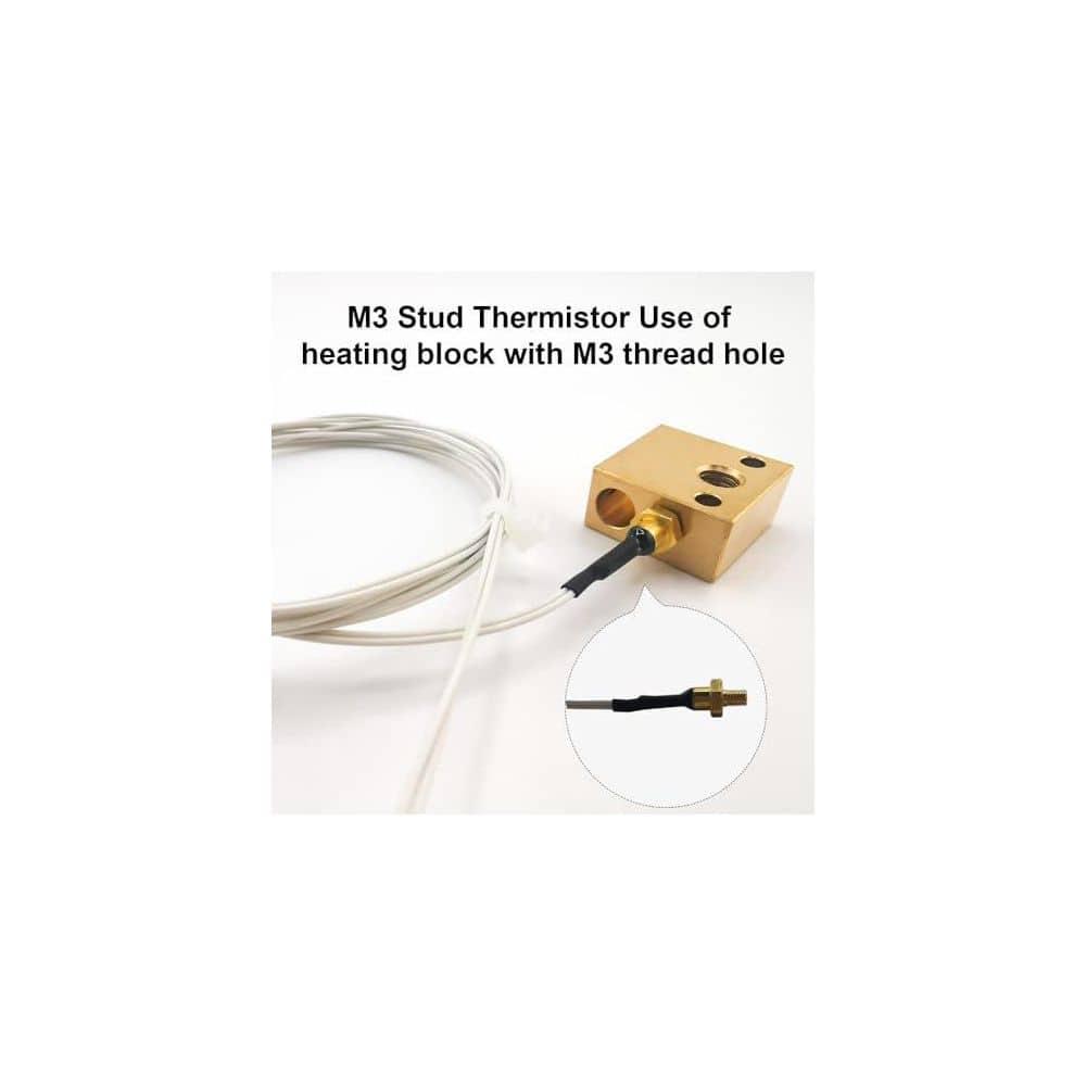 Unbranded Ender 3 M3 Stud Thermistor NTC 100K 3950 Temperature Sensor for 3D Printer Hotend Use Compatible with Ender 5 CR10 (3)