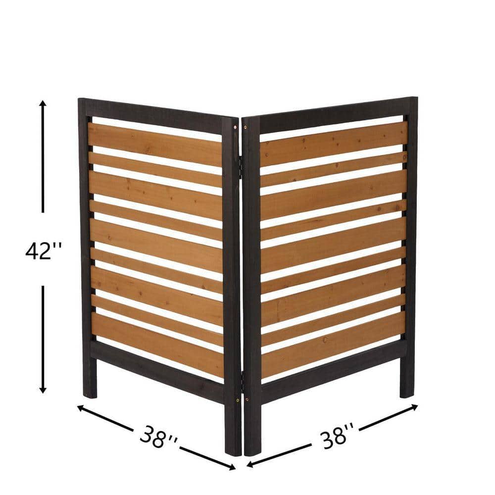 cenadinz 2-Panel Privacy Fence Screen Black plus Gold Mesh Fabric for Air Conditioner Fence (2)