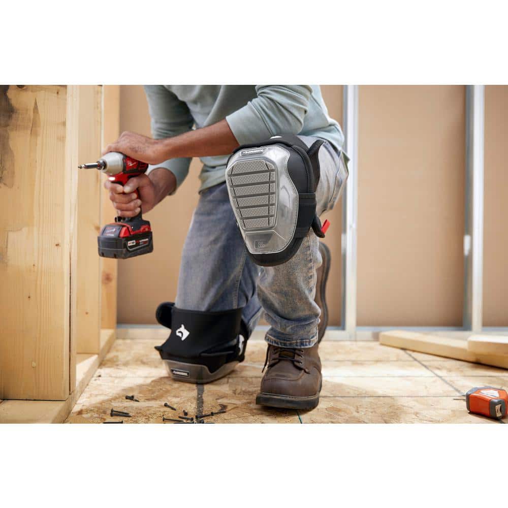 Husky Gray Gel Soft Cap Neoprene Hinge Knee Pad with Adjustable Straps (4)