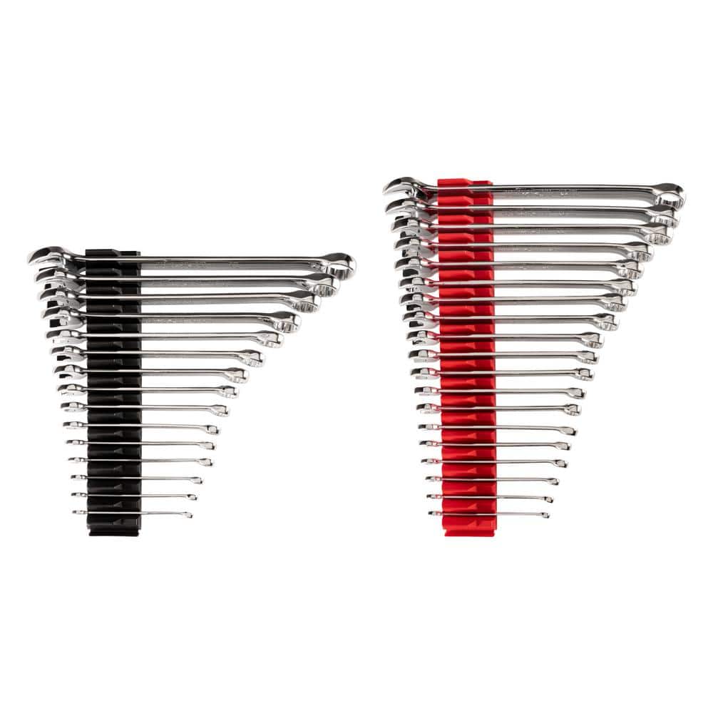 TEKTON 1/4 in. to 1 in., 6 mm to 24 mm Combination Wrench Set with Modular Slotted Organizer (34-Piece) (1)