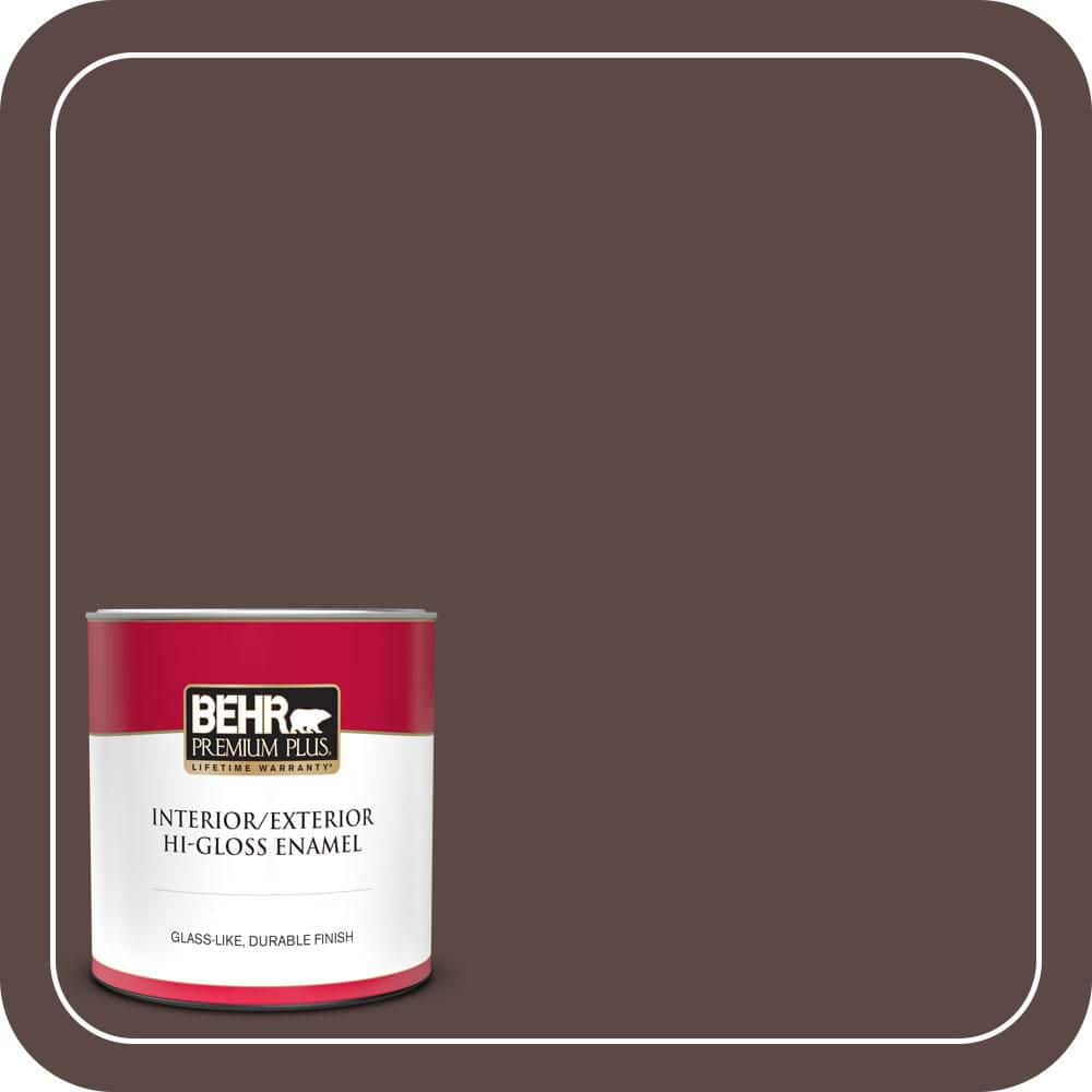 BEHR PREMIUM PLUS 1 qt. #MQ1-58 Chocolate Soul Hi-Gloss Enamel Interior/Exterior Paint & Primer (1)