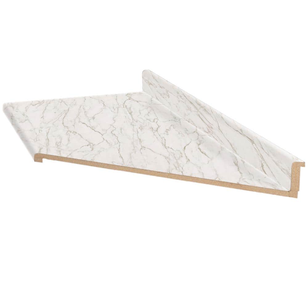 Hampton Bay 6 ft. Right Miter Laminate Countertop in Textured Anzio Marble with Waterfall Edge and Integrated Backsplash