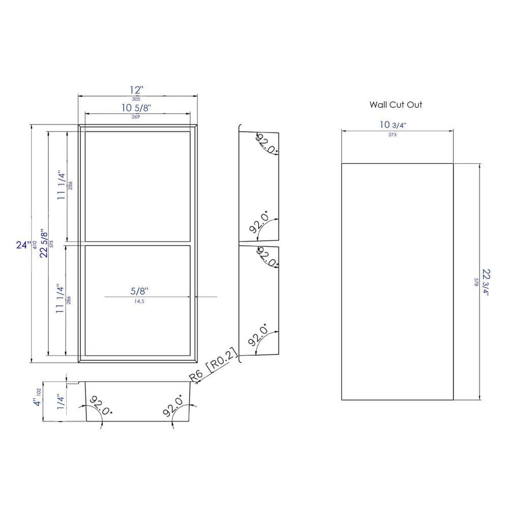 ALFI BRAND 12 in. W x 24 in. H x 4 in. D Stainless Steel Shower Niche in Brushed Copper PVD (2)