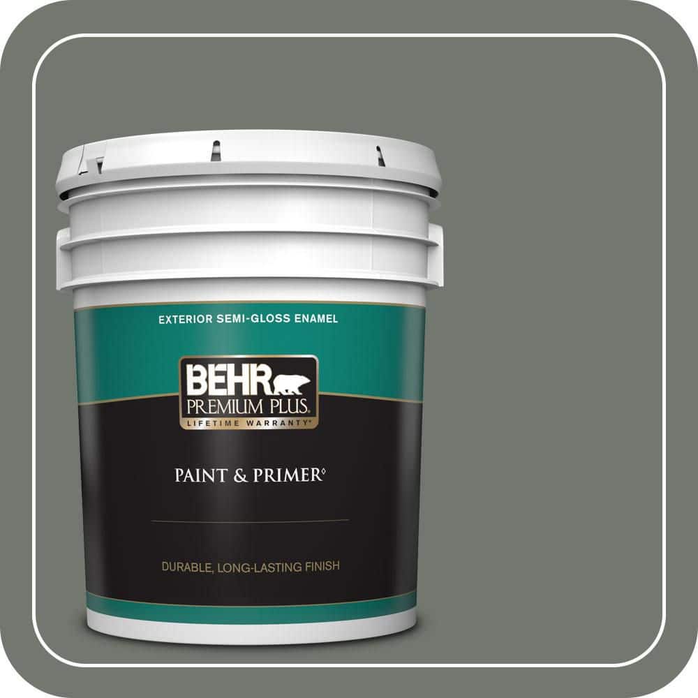 BEHR PREMIUM PLUS 5 gal. #T17-13 In the Woods Semi-Gloss Enamel Exterior Paint & Primer