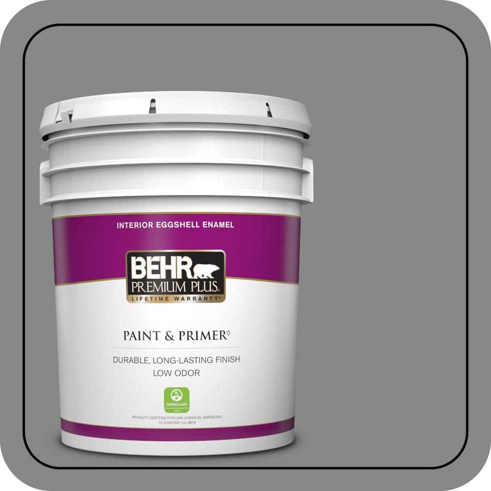 BEHR PREMIUM PLUS 5 gal. #PPU25-17 Euro Gray Eggshell Enamel Low Odor Interior Paint & Primer