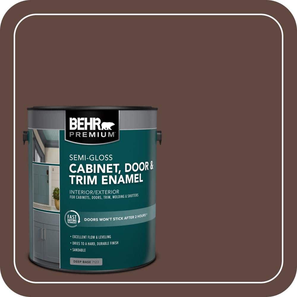 BEHR PREMIUM 1 gal. #180F-7 Warm Brownie Semi-Gloss Enamel Interior/Exterior Cabinet, Door & Trim Paint