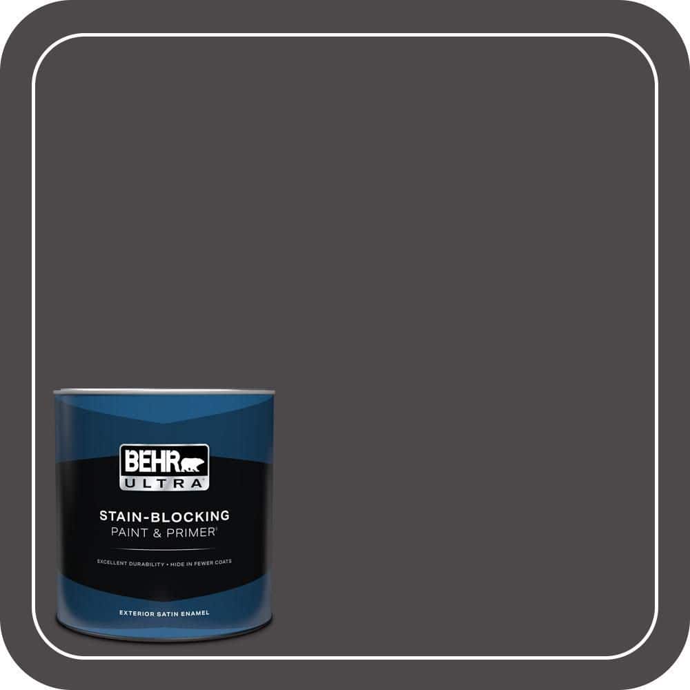 BEHR ULTRA 1 qt. #N530-7 Private Black Satin Enamel Exterior Paint & Primer