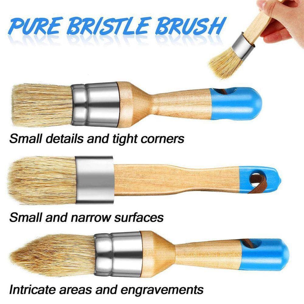Dracelo 1 in. Flat, 1 in. Pointed, 1 in. Round Paint Brush Set (3-Pack) in Blue Handle (3)