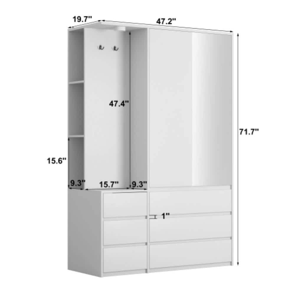 Unbranded 47.2 in. W x 19.7 in. D x 71.7 in. H Bathroom White Linen Cabinet (2)