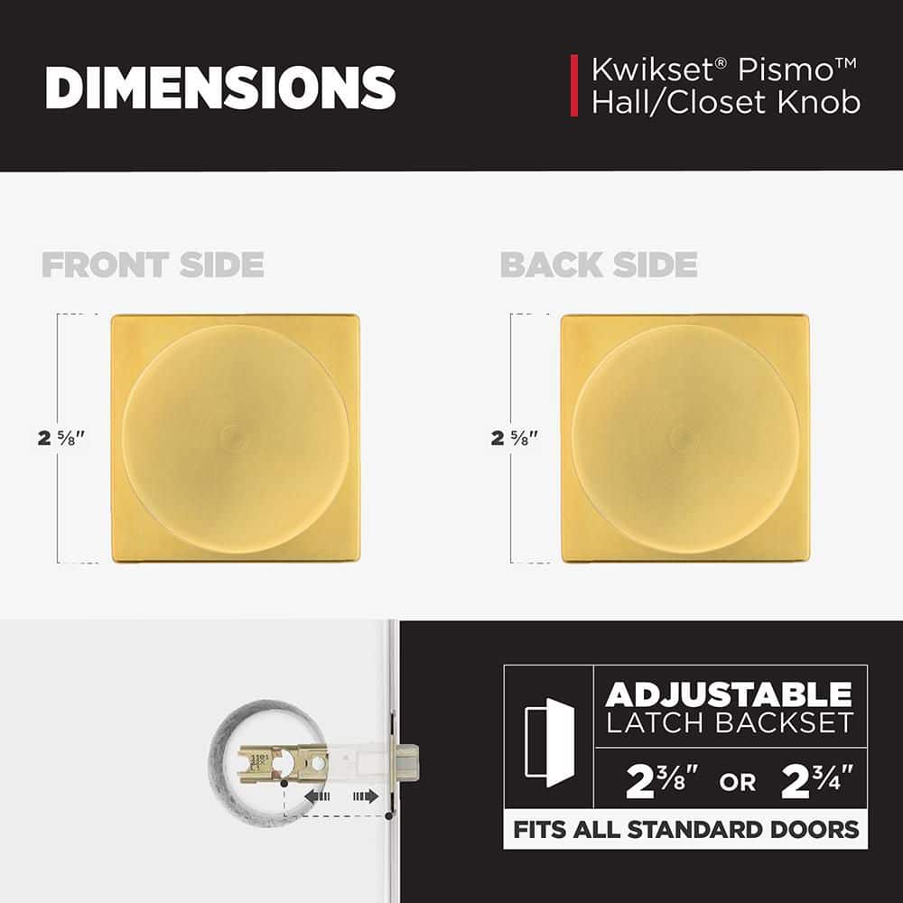 Kwikset Pismo Satin Brass Square Hall Closet Door Knob Featuring Microban Antimicrobial Protection (3)