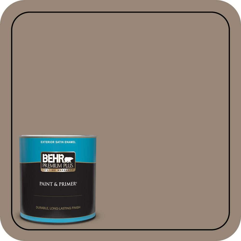 BEHR PREMIUM PLUS 1 qt. #PPU5-06A Light Truffle Satin Enamel Exterior Paint & Primer (1)