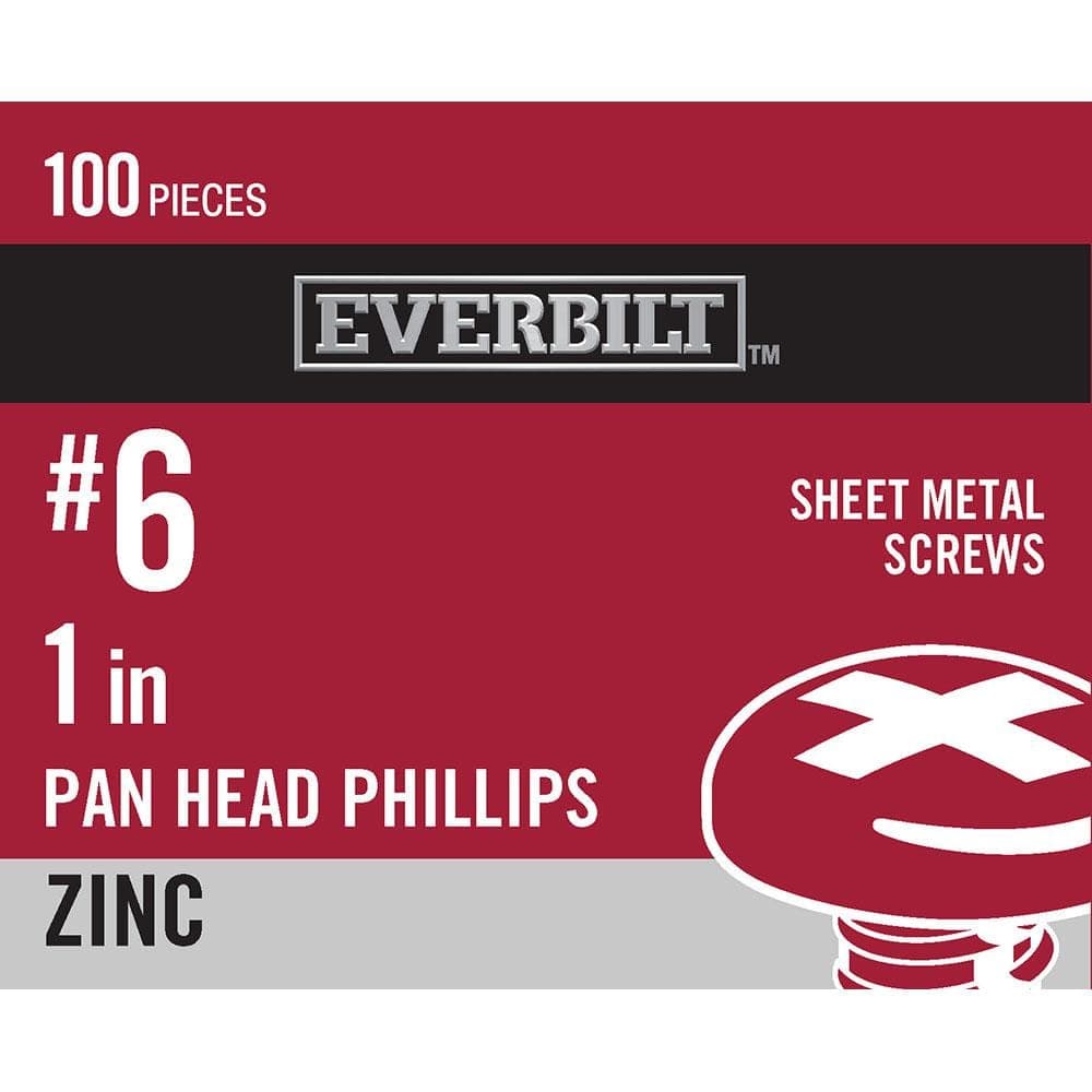Everbilt #6 . Zinc Plated Phillips Pan Head Sheet Metal Screw