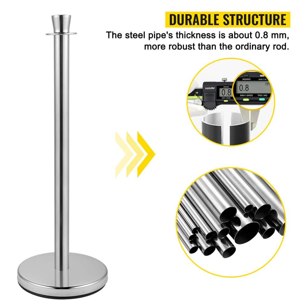 VEVOR Crowd Control Stanchion 2-Pack 5 ft. Black Velvet Rope Barriers 4-Way Connection Steel Crowd Control Barriers (2)
