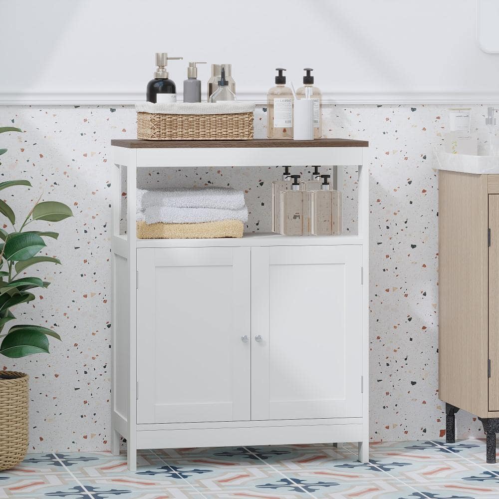 Miscool Avex 23.62 in. W x 11.81 in. D x 31.5 in. H White Wood Freestanding Bathroom Storage Cabinet with Adjustable Shelf (3)
