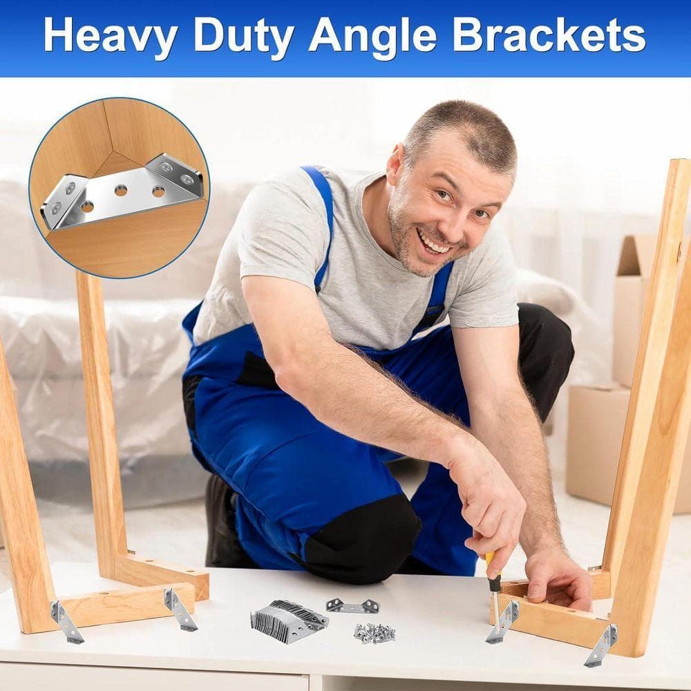 KIWDZFU 25PCS Stainless Steel Corner Brackets 1. 8x1. 8 Inch for Wood Metal Furniture Reinforcement with 150 Screws (3)