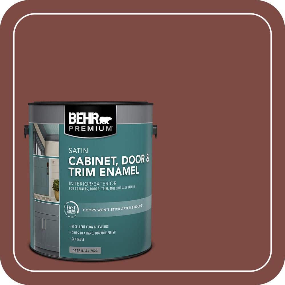 BEHR PREMIUM 1 gal. #PFC-02 Brick Red Satin Enamel Interior/Exterior Cabinet, Door & Trim Paint