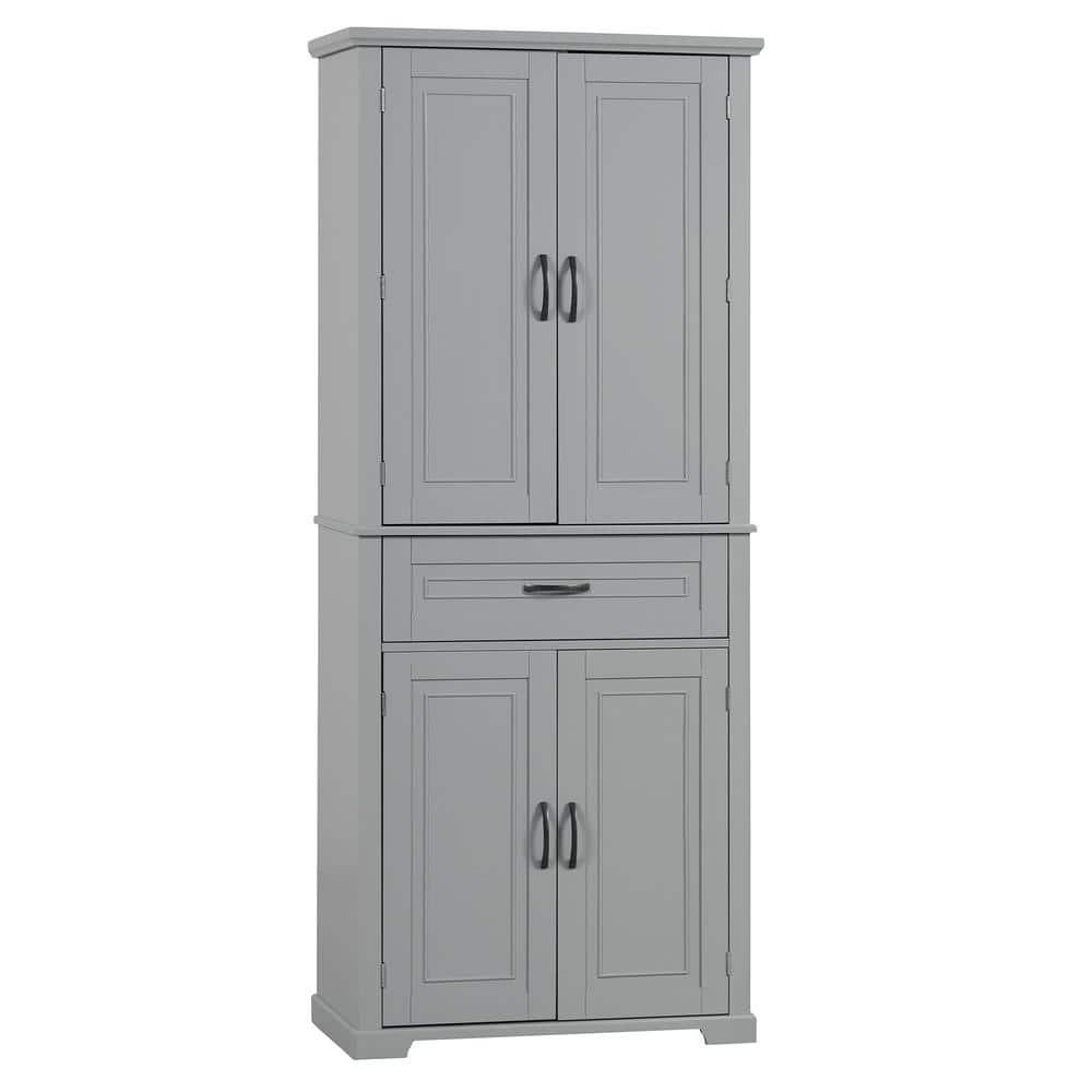 COWLOWN 29.90 in. W x 15.70 in. D x 72.20 in. H Gray Linen Cabinet Storage Cabinet with Doors and Drawer, Adjustable Shelf (1)