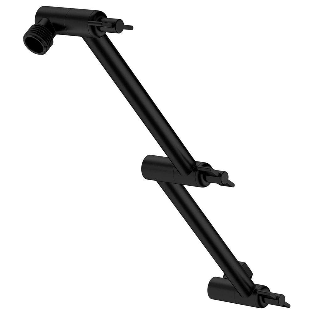 LORDEAR 12 in. Adjustable Shower Arm Shower Head Extension in Matte Black