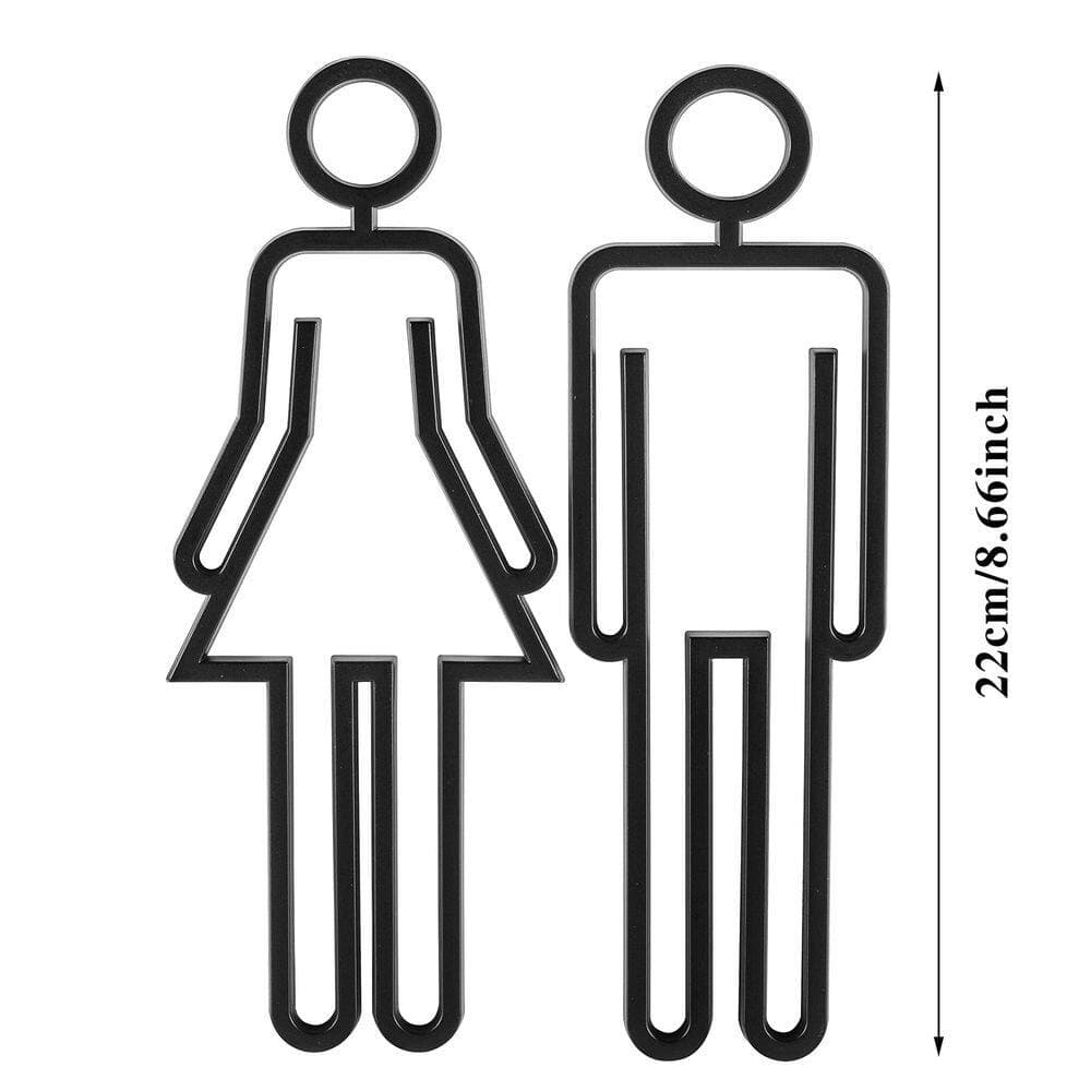 LAIFUCAM Acrylic Adhesive Backed Black Bathroom Door Sign ABS Plastic Restroom Signage for Men and Women Waterproof (2)