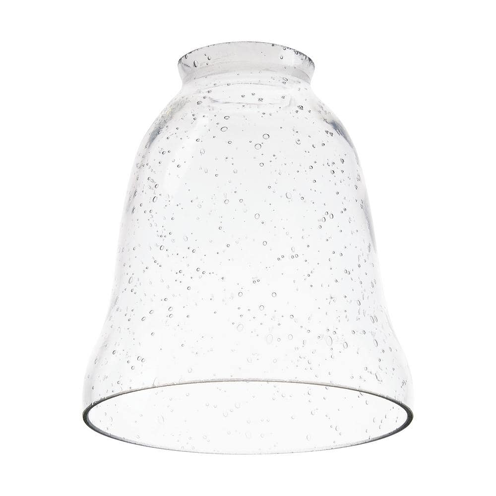PRIVATE BRAND UNBRANDED 5.375 in. Clear Seeded Glass Bell Shaped Replacement Pendant Shade with 2.25 in. Lip Fitter (2)