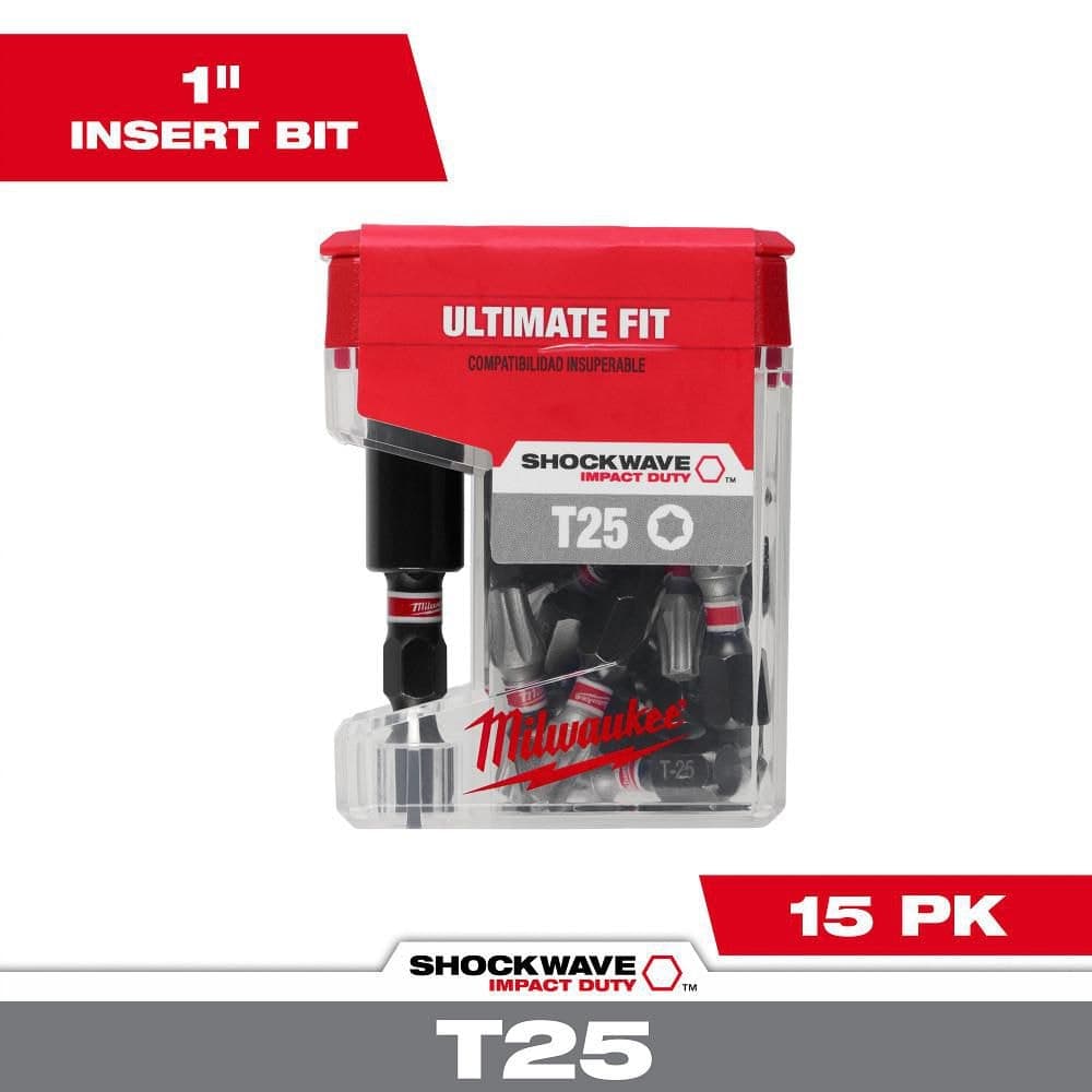 Milwaukee SHOCKWAVE Impact Duty 1 in. T25 Torx Alloy Steel Insert Bit With Holder (25-Pack) (1)