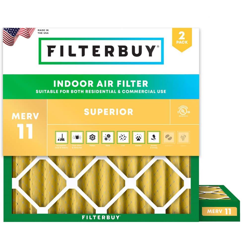 Filterbuy 19 in. x 19 in. x 2 in. MERV 11 (FPR 7) Allergen Defense Pleated HVAC AC Furnace Air Filters Replacement (2-Pack) (1)