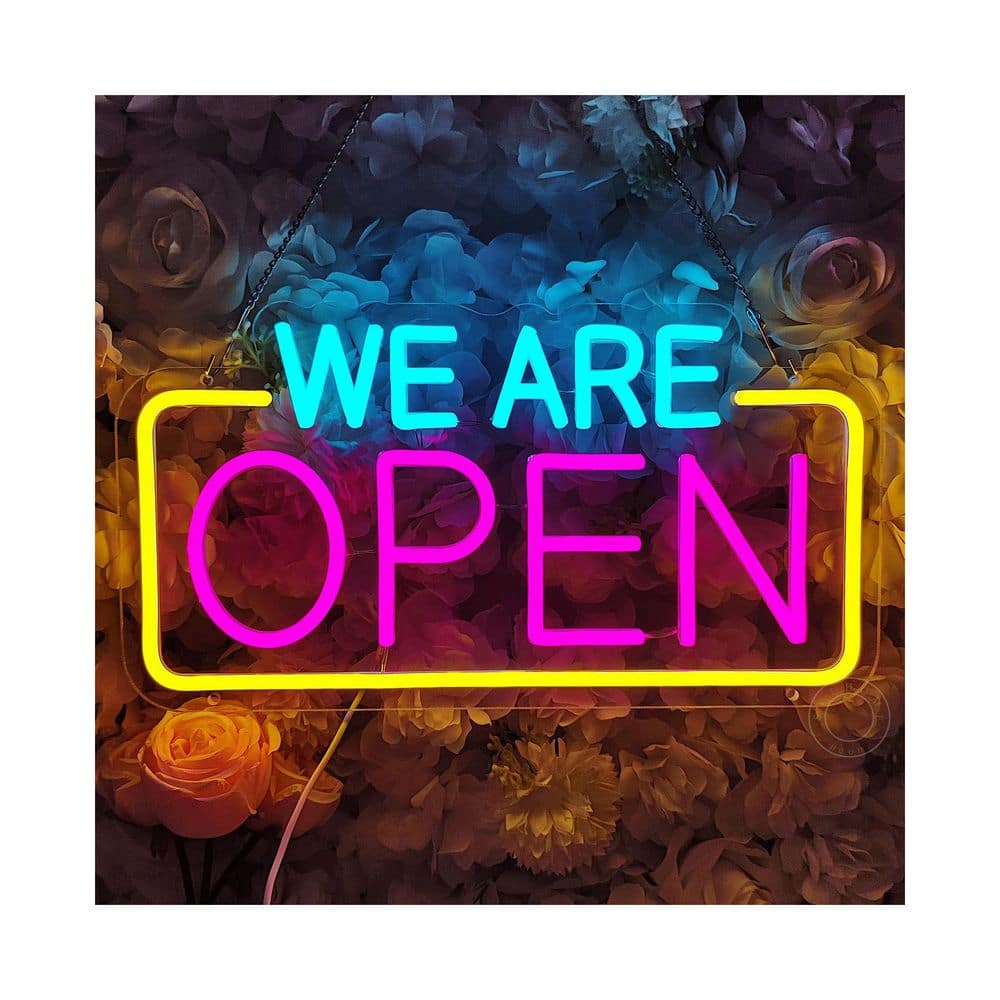 Unbranded 1 Pack Open Series Rectangular Acrylic LED Neon Light Sign USB Powered Wall Decor for Business Store Bar Pub (1)