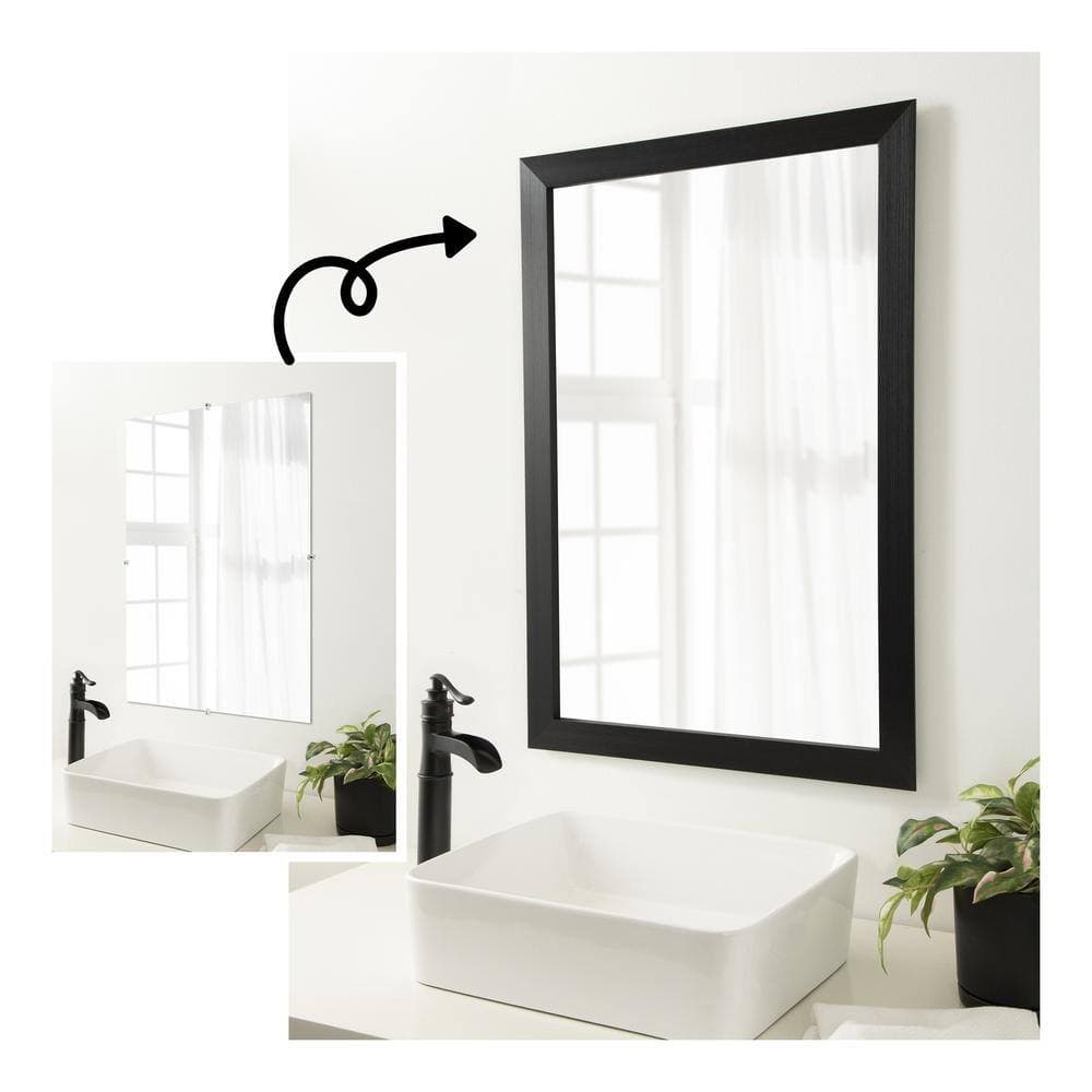 Amanti Art Mirror Makeover Brushed Black 21.25 in. W x 25.25 in. H Bathroom Mirror Frame Border Kit-Fits a 20 x 24 Mirror (2)