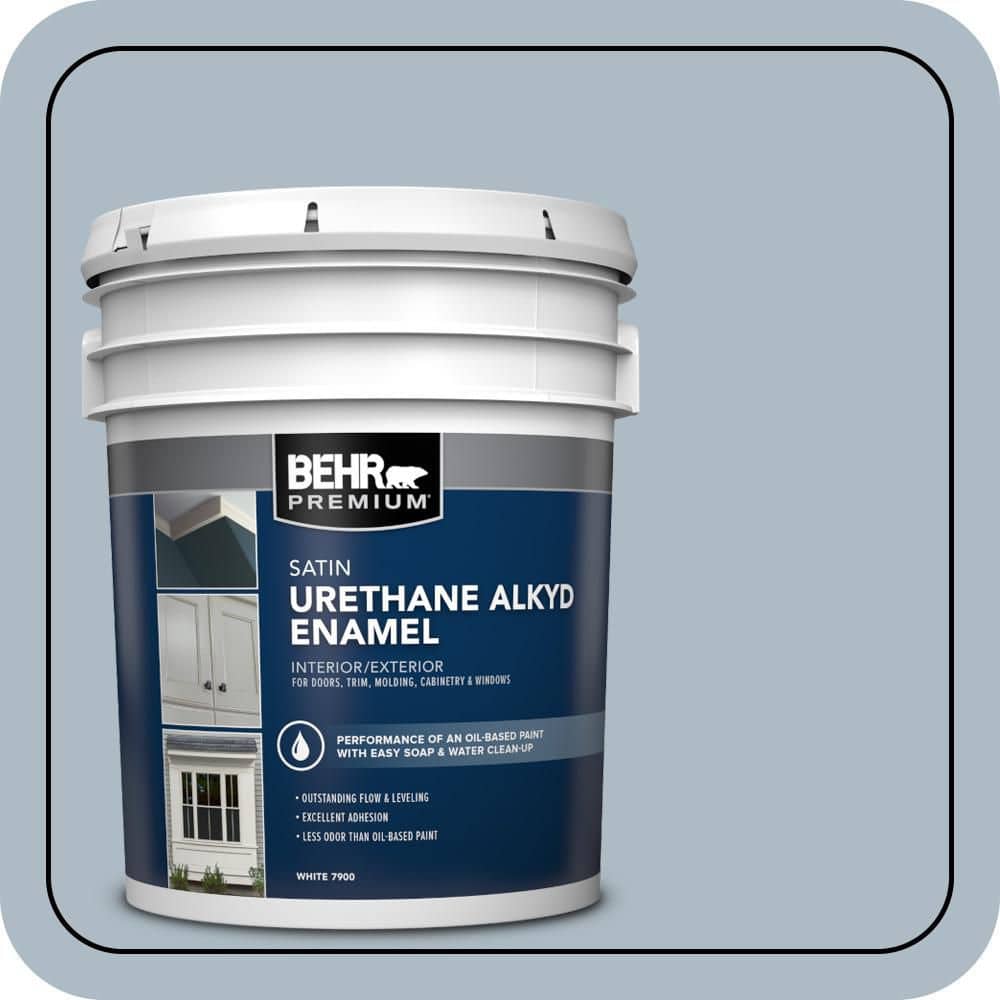 BEHR PREMIUM 5 gal. #PPU14-12 Hazy Skies Urethane Alkyd Satin Enamel Interior/Exterior Paint