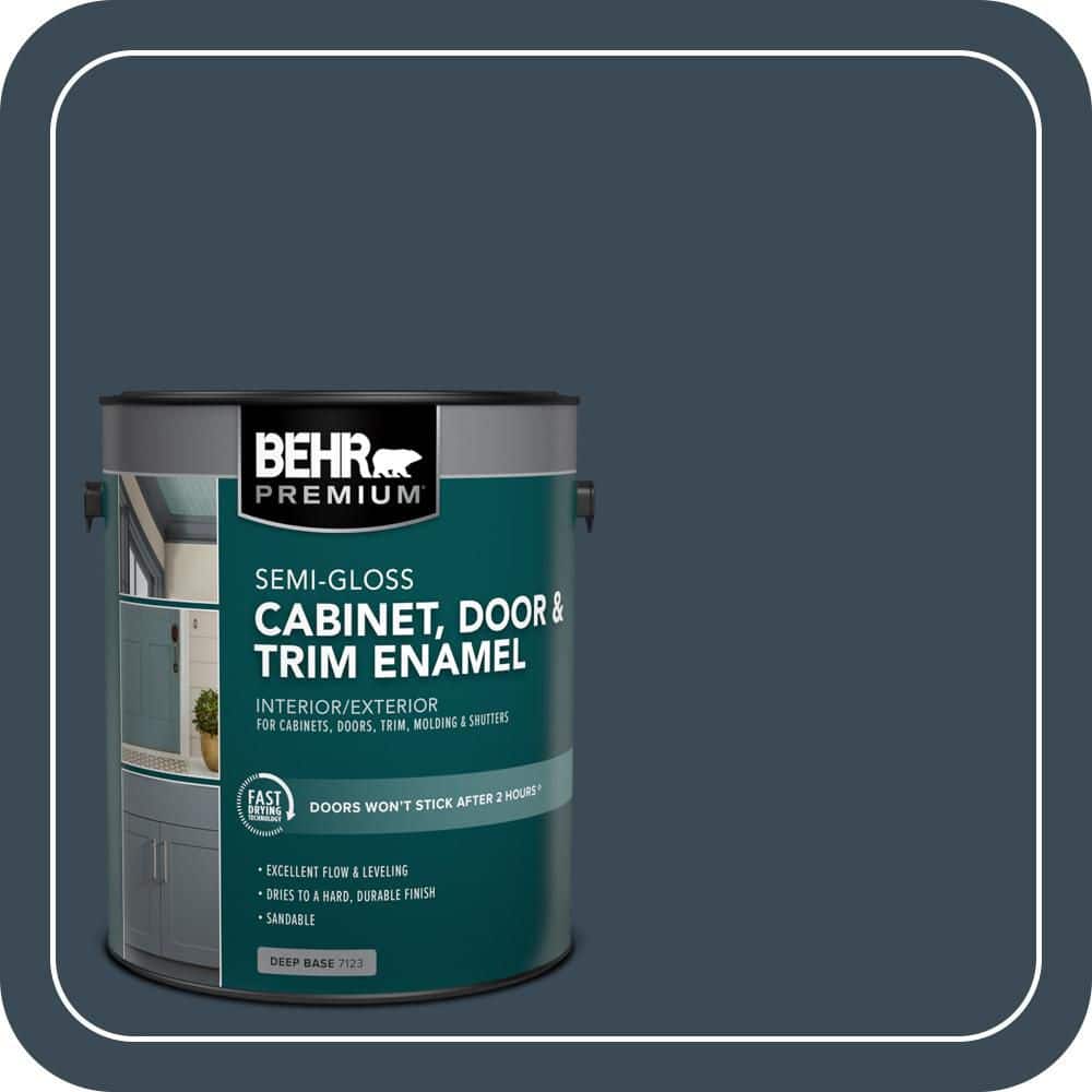 BEHR PREMIUM 1 gal. #BXC-26 New Navy Blue Semi-Gloss Enamel Interior/Exterior Cabinet, Door & Trim Paint (1)