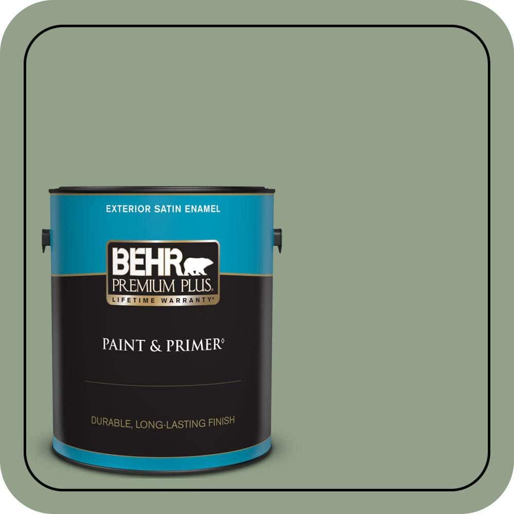 BEHR PREMIUM PLUS 1 gal. #440F-4 Athenian Green Satin Enamel Exterior Paint & Primer