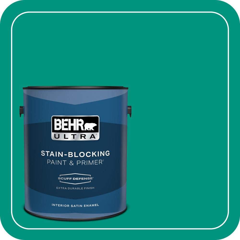 BEHR ULTRA 1 gal. #S-G-480 Aqua Waters Extra Durable Satin Enamel Interior Paint & Primer