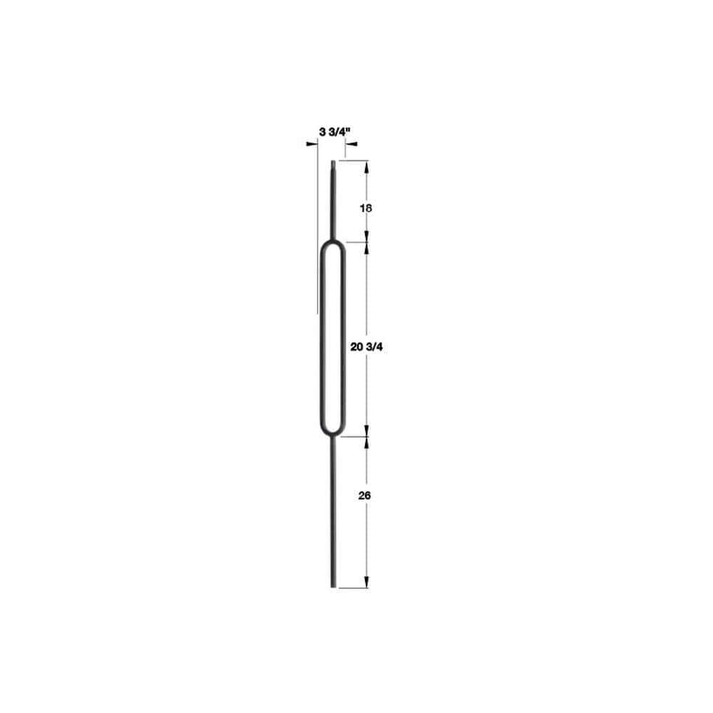 EVERMARK Stair Parts 44 in. x 1/2 in. x 3-3/4 in. Matte Black Oval Iron Baluster for Stair Remodel (3)