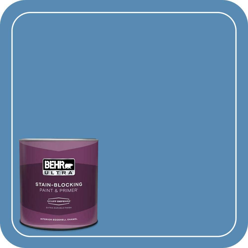 BEHR ULTRA 1 qt. #M520-5 Alpha Blue Extra Durable Eggshell Enamel Interior Paint & Primer