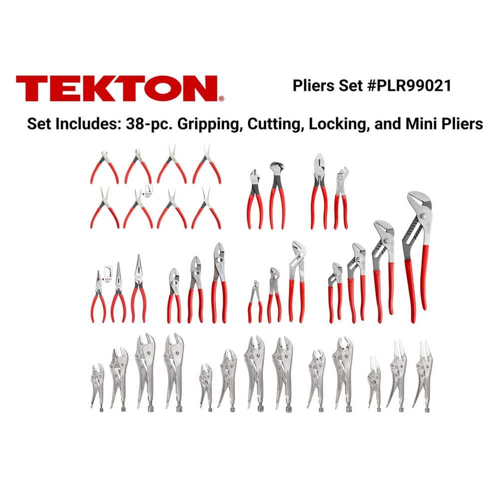 TEKTON 38-Piece Gripping, Cutting, Locking and Mini Pliers Set (2)